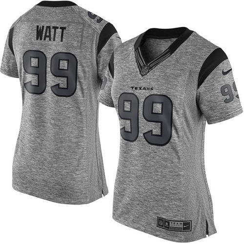 Women's Elite J.J. Watt Nike Jersey Gray - #99 Gridiron NFL Houston Texans